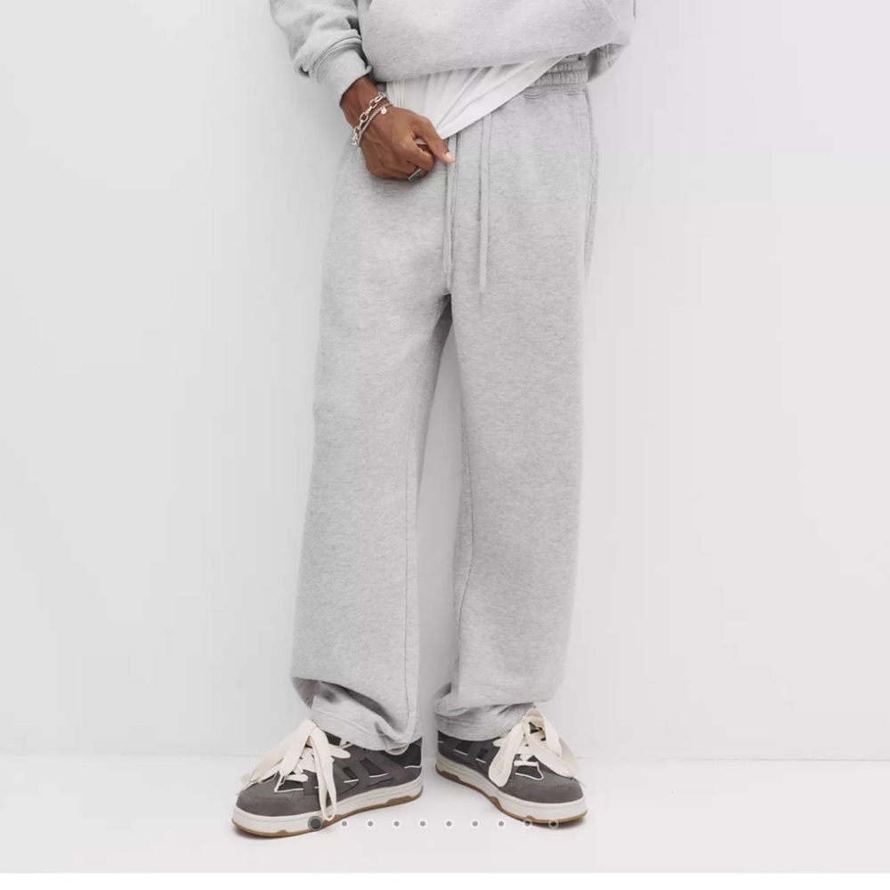 NWT Pull & Bear Gray Wide Leg Joggers Relaxed Streetwear Sweatpants Men’s SZ L